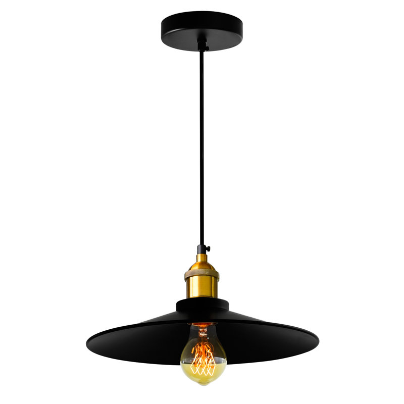 1 Light 13'' Rustic Down Mini Pendant for Kitchen, Dining Room, Hallway – E26 Bulb Base, LED Compatible – Adjustable Height with BACL Certification