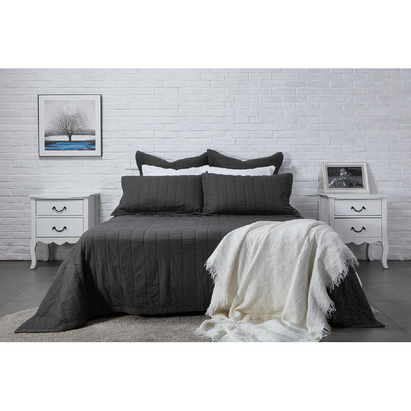 Taie décorative 100% coton , Euro, Jaune/gris