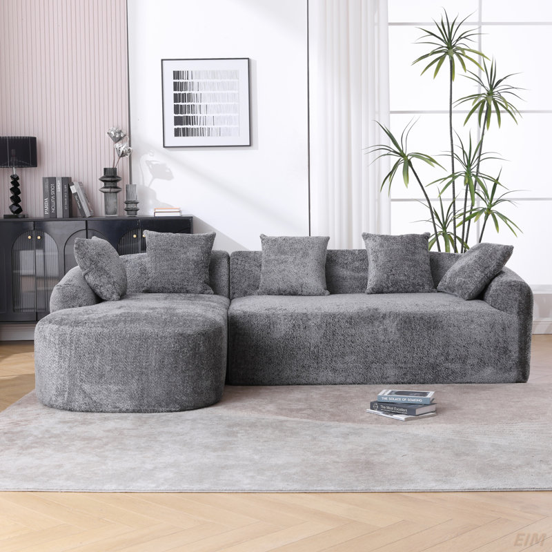 Canapé Boucle 3 places pour le salon surdimensionné Canapé confortable en L avec méridienne Canapé modulaire pour appartement, bureau faisant face à la gauche