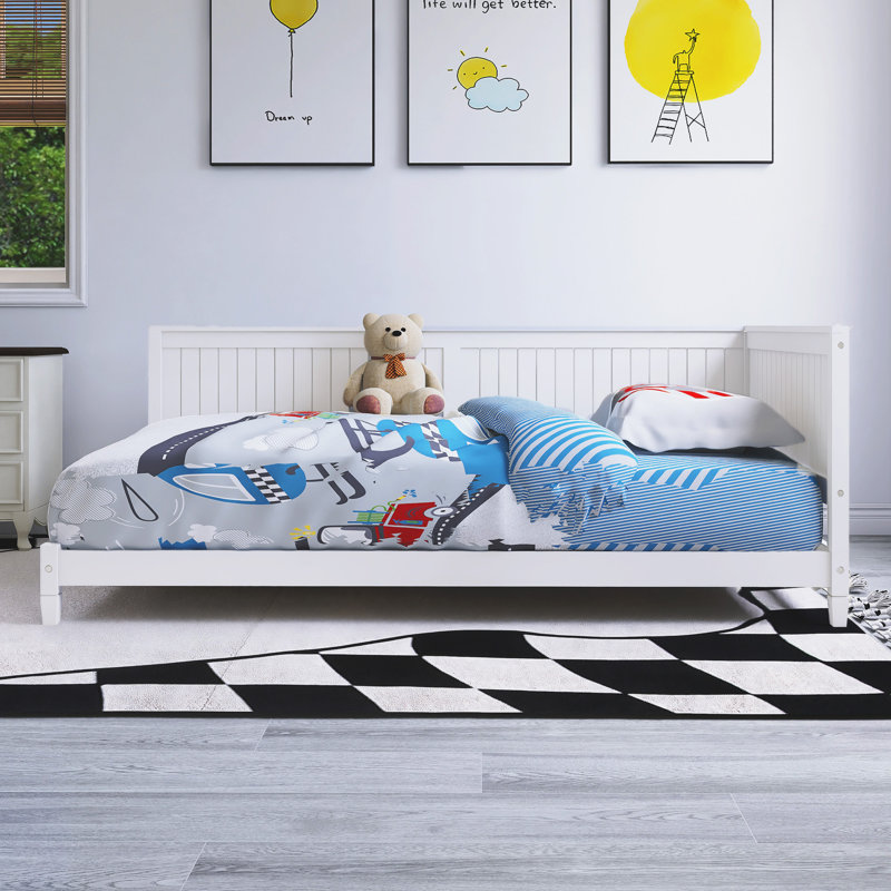 80"X42" Twin Size Wood Coffee Bed, White