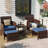 5 Pieces Outdoor Wicker Patio Conversation Set With Cushions And Ottoman-855094273