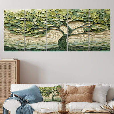 Arbre 5 pièces, art mural Basswood Collage III