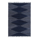 Tapis bleu marine en coton tissé à plat à la main Jordee