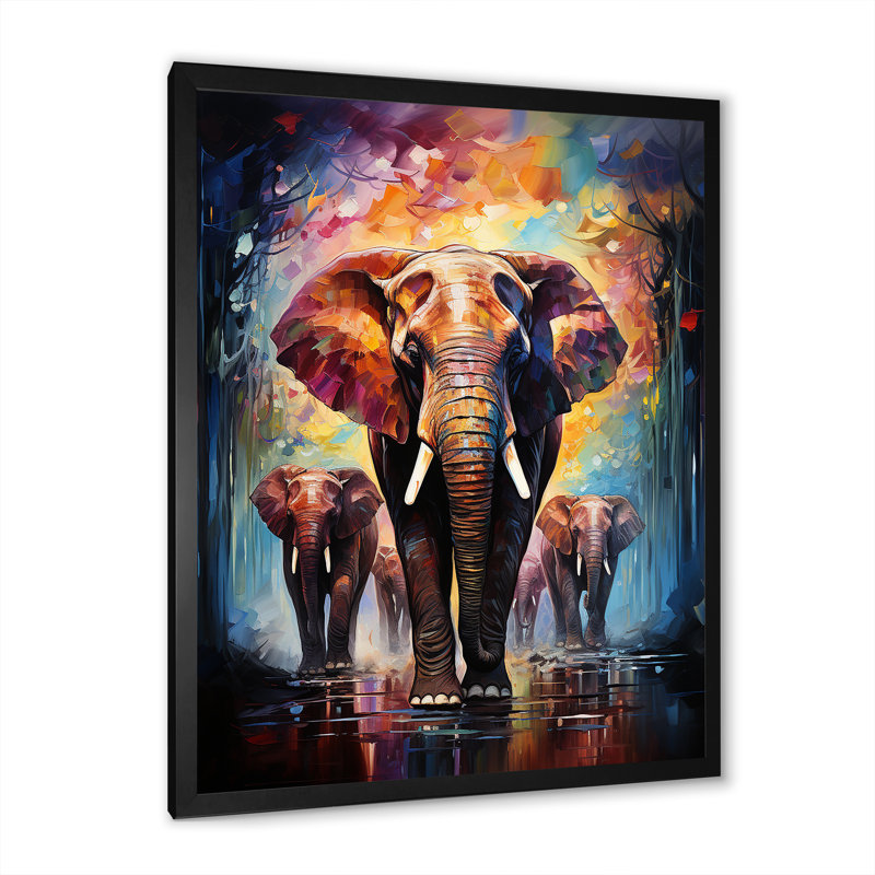 «Darriel Thailande Elephant Parade I», reproduction sur toile, H 40 po x l 30 po x P 1,5 po, Cadre photo noir