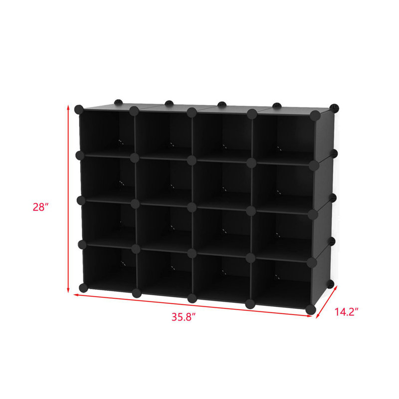 16 Pair Stackable Shoe Rack, Black