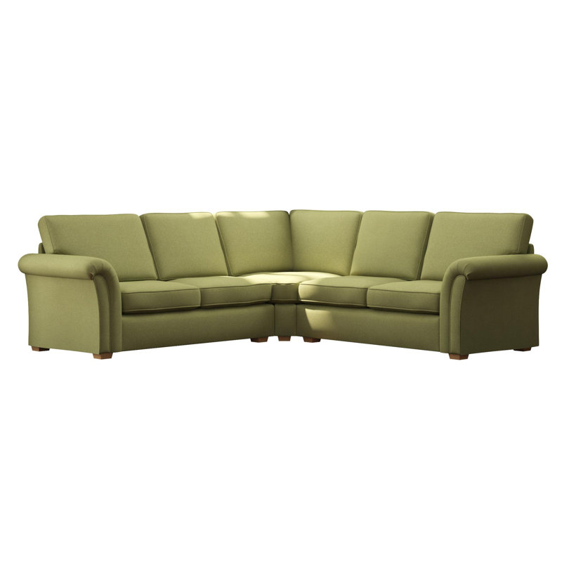 Castleacre Corner with two seats both sides, Fixed Back, Olive Polyester