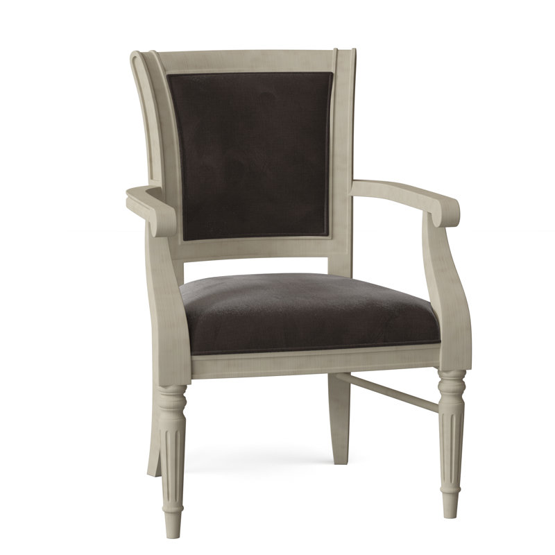 Edgemont Upholstered King Louis Back Arm Chair, 9953 Mink, Almond Buff