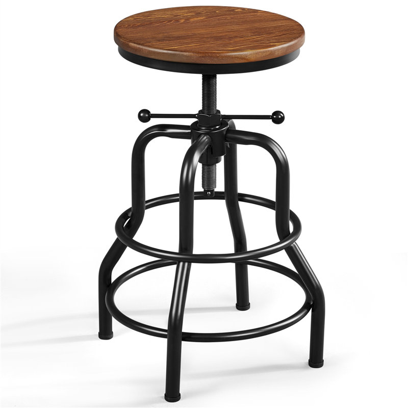 Tabouret à hauteur réglable en bois massif, Brun