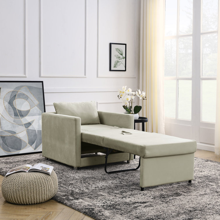 Sofa Bed Chair, Sleeper Chair for Small Space Mercer41 Fabric or Leather Type: Green Foam Padding