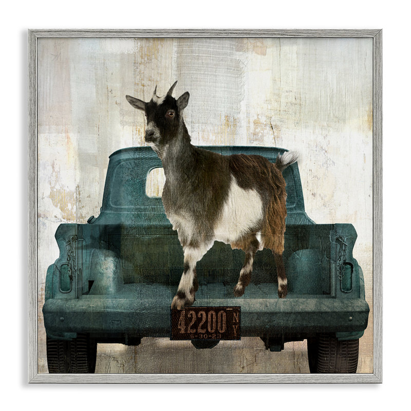 Giclée rustique en forme de chèvre, design par Sophie 6, H 24 po x l 24 po, Estampe numérique Farmhouse