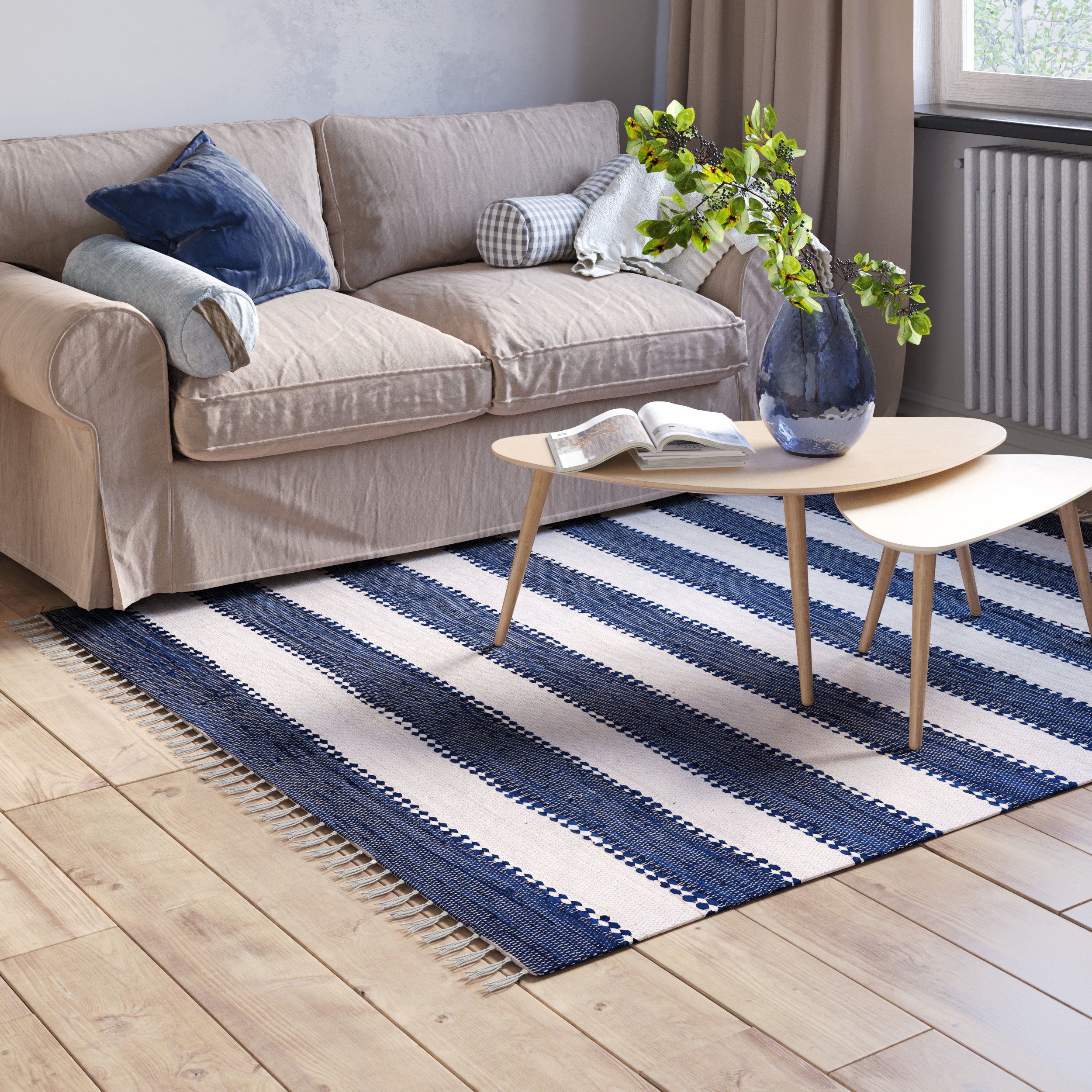 Chindi Cotton Rug - Blue - 230cm