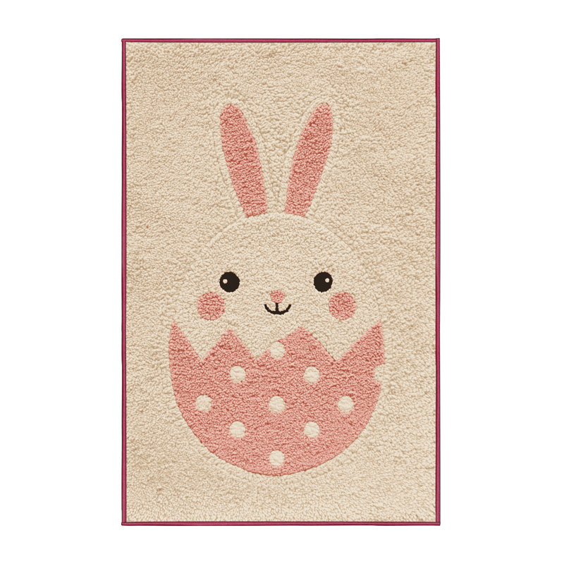 Machine Washable Hartsdale Easter Modern & Contemporary Abstract Rug in Beige – Rose Binding, 2x3