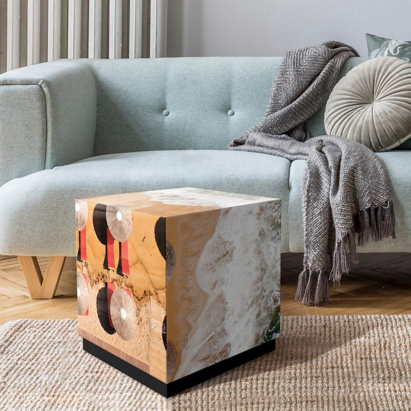 Beach Bliss II Beveled Art Glass Side Table