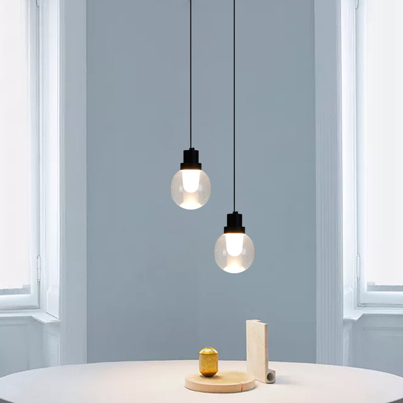 Mini-luminaire suspendu sphérique transparent 1 lumière