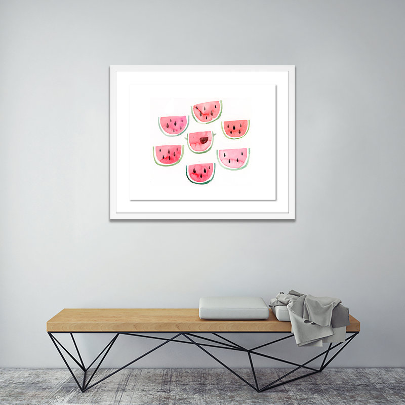 Watermelon Print by Jess Engle, White, 20" H x 24" W x 1.5" D