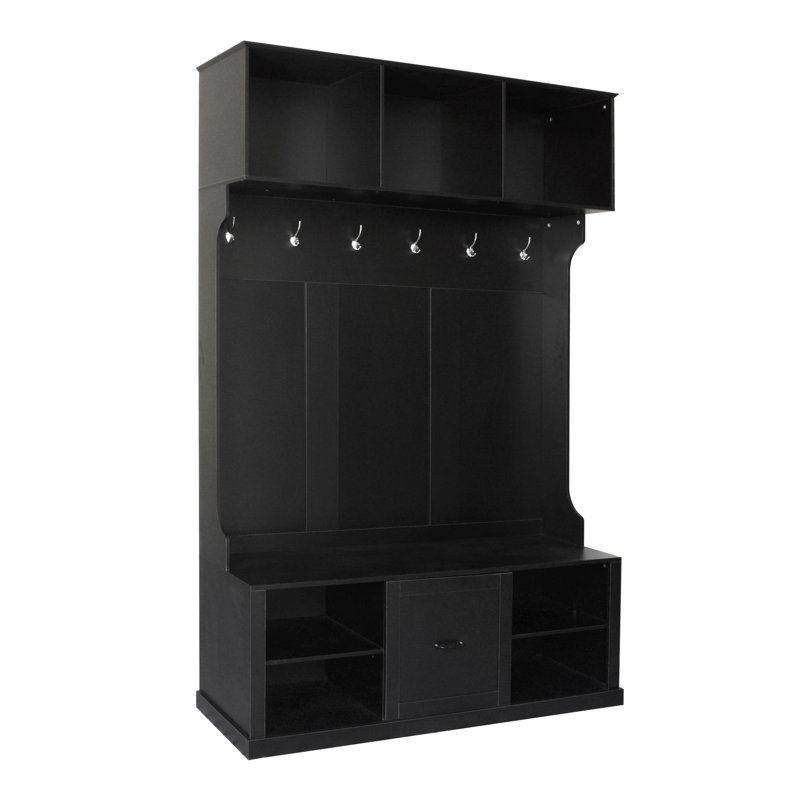 Modern 3-in-1 Design Multifunctional Storage Hall Tree, Black