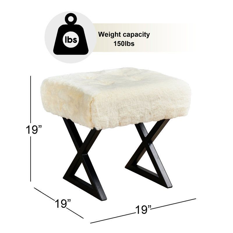 Kabria Upholstered Ottoman, Antique White