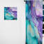 Turquoise et mauve liquide Art III - rideau occultant abstrait à fractales - 1 panneau-107809330