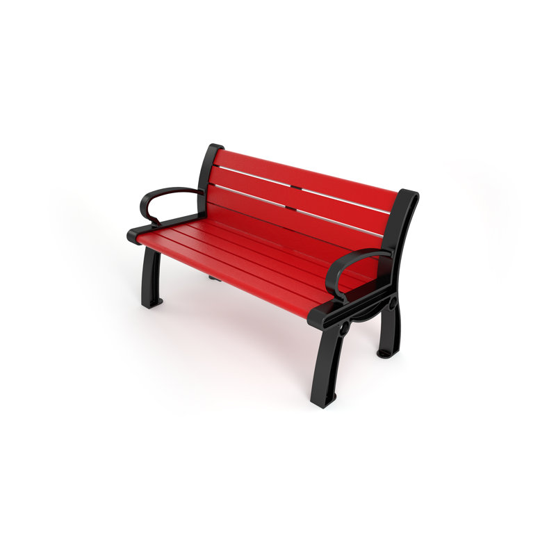 Banc de parc en plastique recyclé Heritage, 4 pi, Noir, Brun