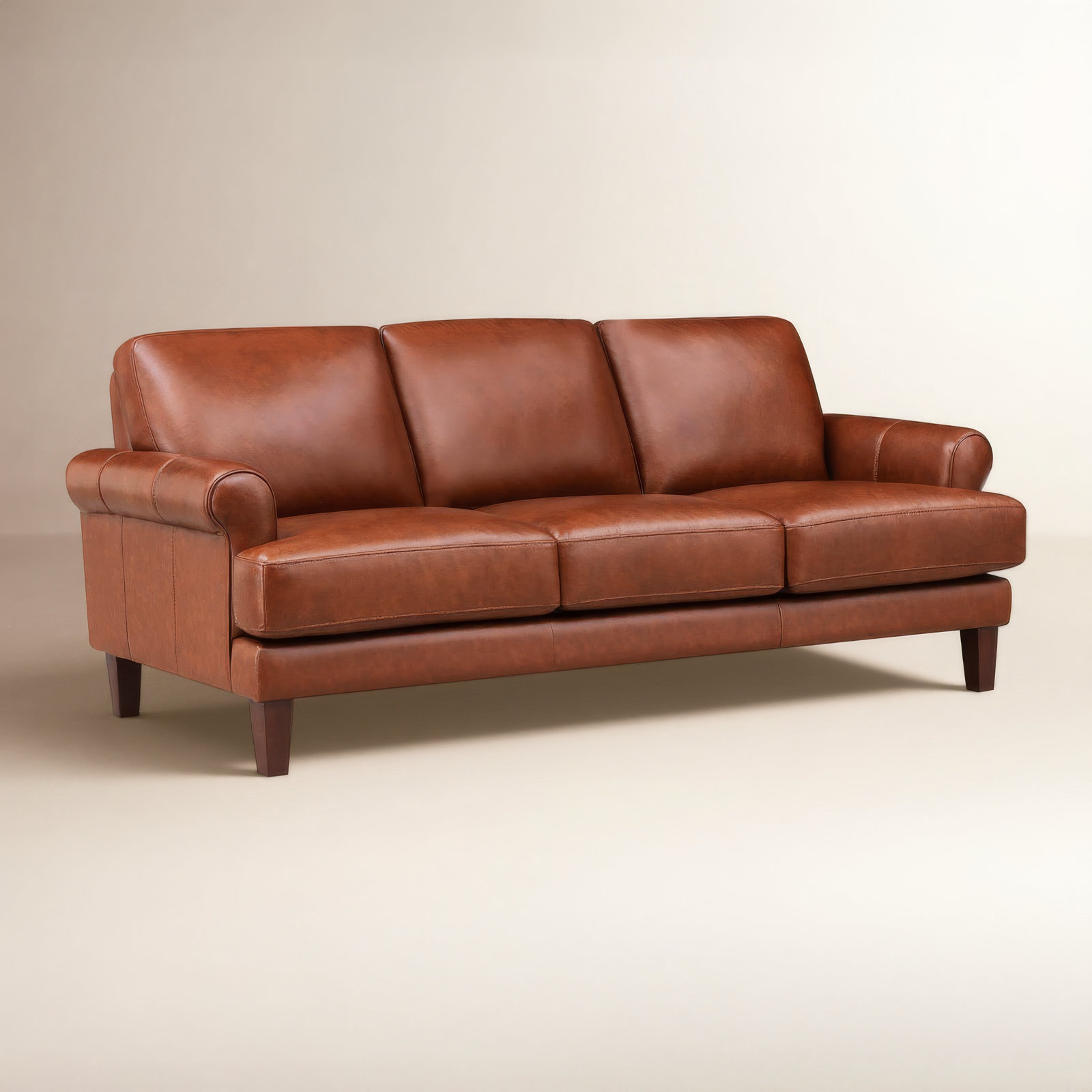 Maybell 80" Genuine Leather Sofa, Maybell Red Genuine Leather