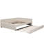 Lit plateforme double tapissier avec USB et lit gigogne simple, beige-1252024899