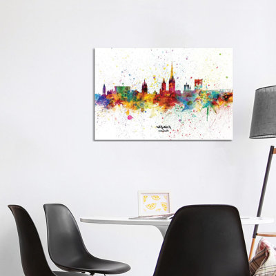 Norwich England Skyline Splash by Michael Tompsett - Wrapped Canvas Gallery-Wrapped Canvas Giclée