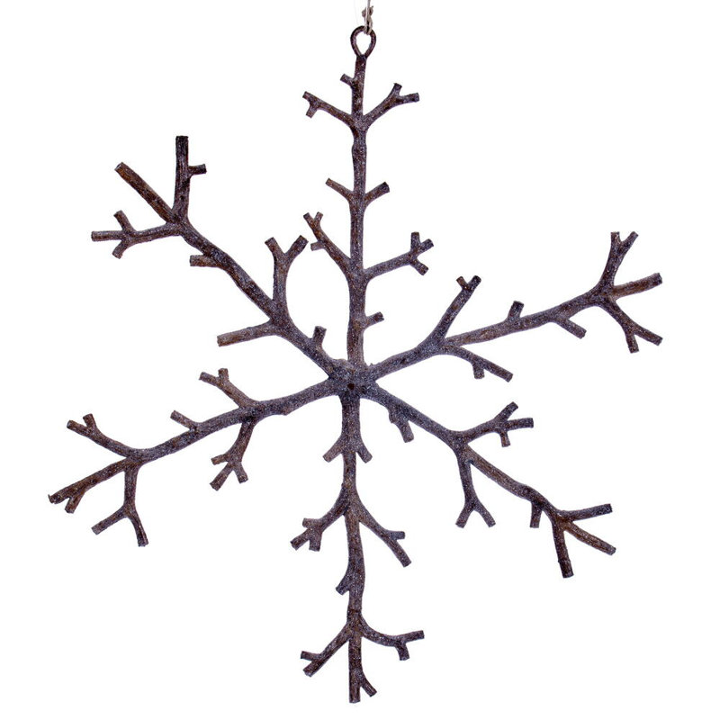 The Holiday Aisle® Twig Snowflake Ornament. Includes 6 pieces per bag., Frosted Beige, 0.5" H x 12" W x 12" D
