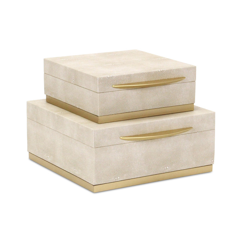 Coffret décoratif carré Zynova, Crème, crème, H 4,25 po x l 10,75 po x P 10 po