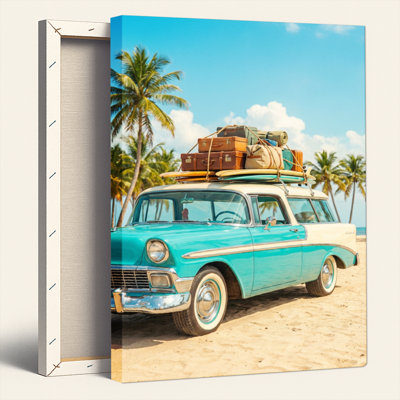 «Gallery Wrap», art mural sur toile pour le salon, la chambre à coucher, le bureau ou le vestibule - décoration murale décorative avec voiture ancienne