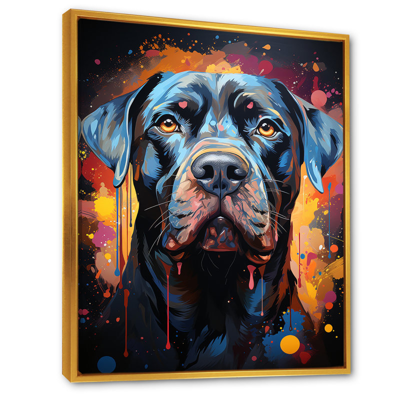 Cane Corso Confidence II sur toile, H 32 po x l 24 po x P 1 po, Cadre flottant doré