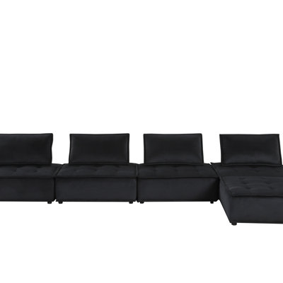 Velvet 5 Pc Sectional Sofa Ottoman