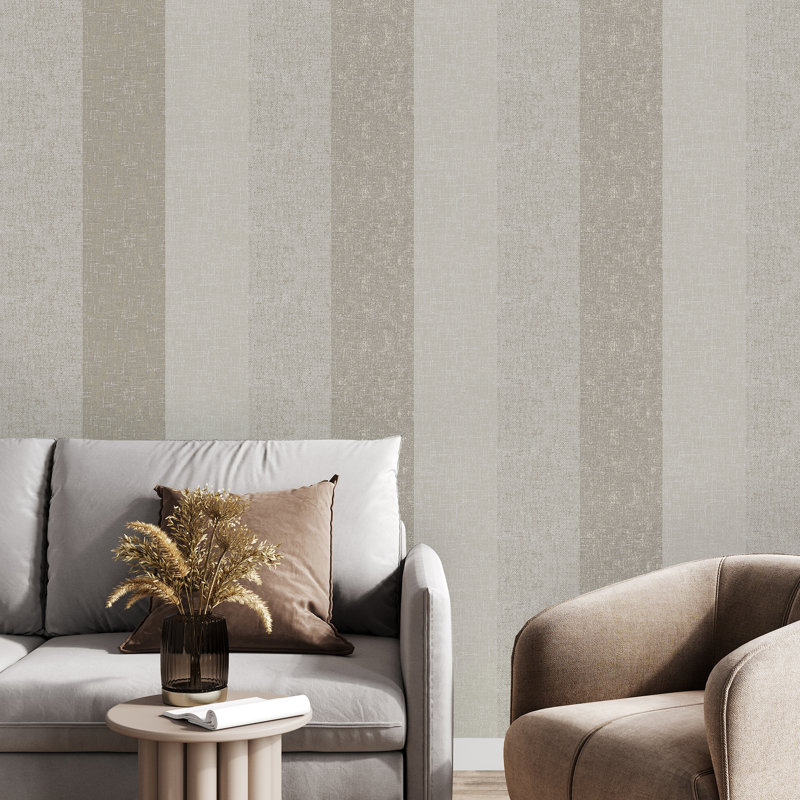 Meadow Stripe Teal / Rose Gold Wallpaper, Neutrals/Gold