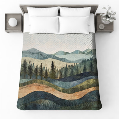 Layered Mountain Landscape Bedding Mountains Bedspread Nature