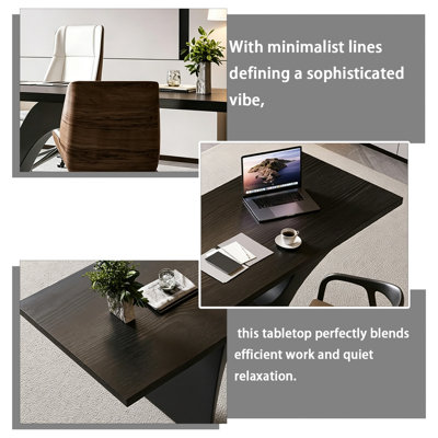 Bureau moderne en bois de pin massif 62,99 "avec des pieds créatifs