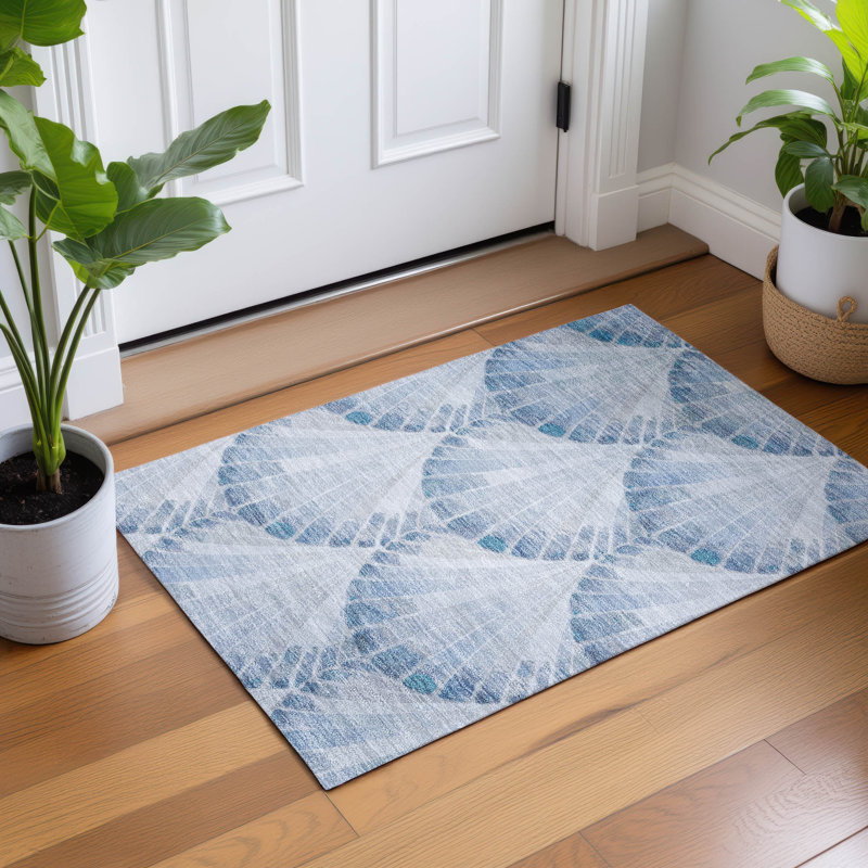 Tapis côtier intérieur / extérieur lavable à la machine Lanphear ACN2401, Rectangle 1 pi 8 po x 2 pi 6 po