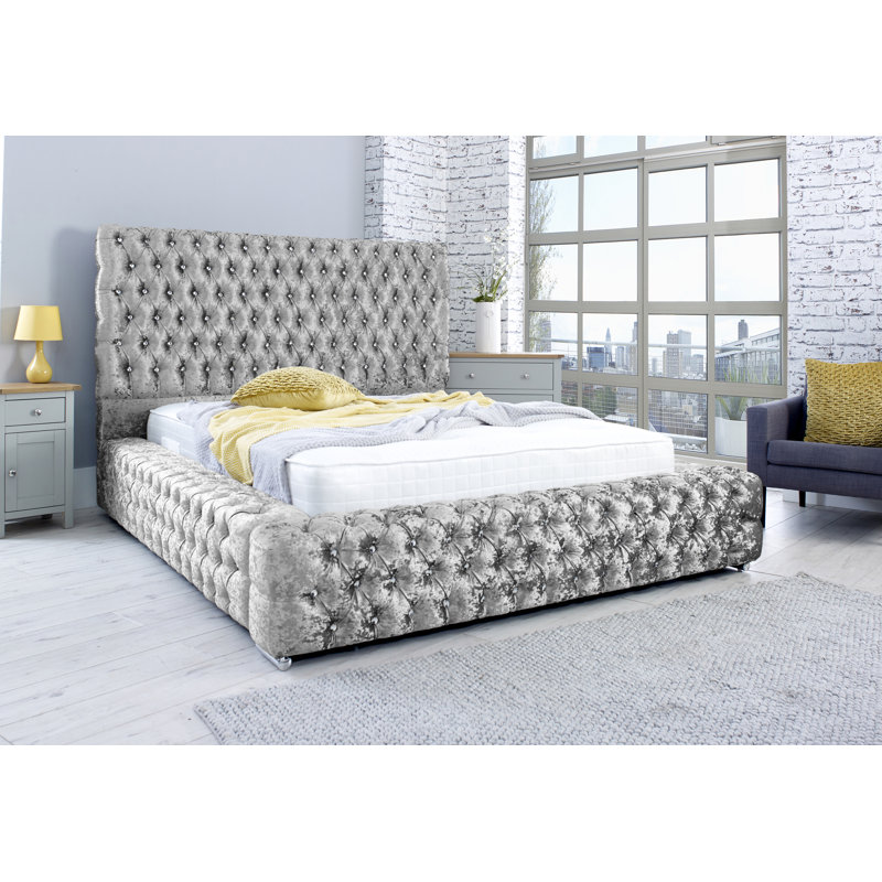 Kalea Upholstered Bed, Single (3'), Silver