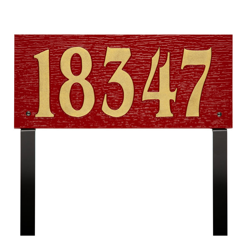 Modern Woodgrain Lawn Sign, Yes, Red/Gold