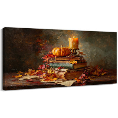 Art mural automne, art mural toile citrouille, art mural automne, décoration murale photos d'automne, humeur de couleur rustique, impression sur toile tendue avec châssis, entrée de maison de campagne, décoration de salon, 12 po x 24 po