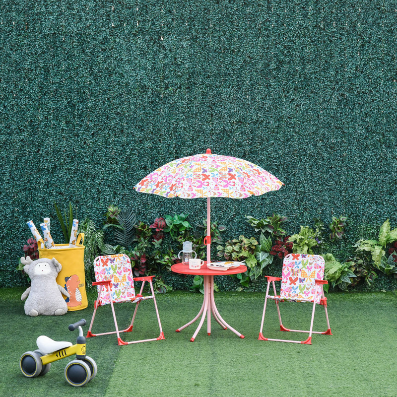 Farhana Kids 4 Piece Round Outdoor Table Or Chair and Chair Set