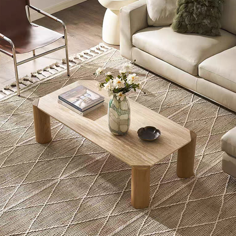 Wabi-sabi solid wood cave stone coffee table