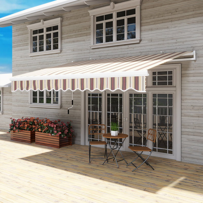 Auvent de terrasse rétractable pour la maison, auvents de patio 13 pi x 8 pi, abri pare-soleil avec manivelle pour terrasse, balcon, cour