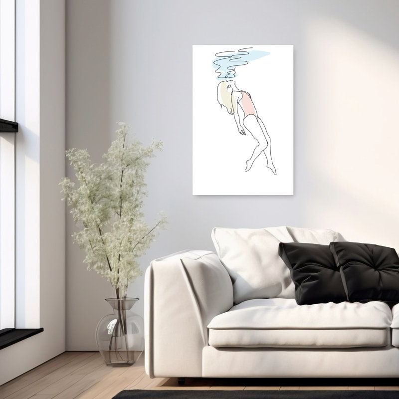 Underwater Ethereal Minimalist Peaceful Ocean Wall Art Print, 91.44cm H x 60.96cm W