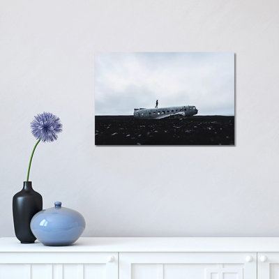 Man Walking Plane Wreck by James Vodicka - Wrapped Canvas Gallery-Wrapped Canvas Giclée