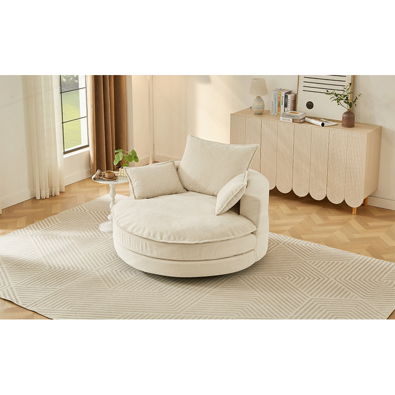 Fauteuil demi-tonneau pivotant, Beige