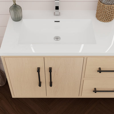 Meuble-lavabo mural 60 po avec double évier en acrylique renforcé Victoria