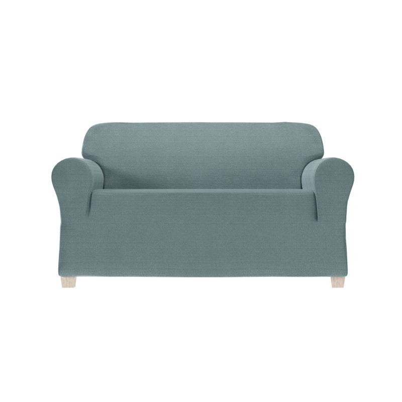 Canapé en chenille extensible, Bleu, H 34 po x l 73 po x P 38 po