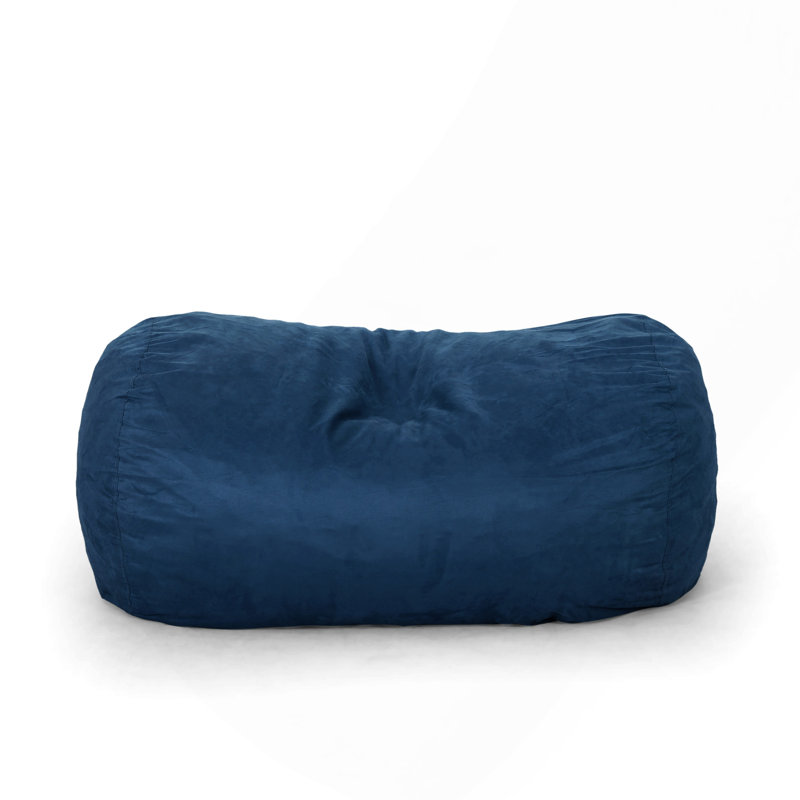 Marlin 6.5 Foot Suede Cylindrical Bean Bag, Midnight Blue, Blue Fabric