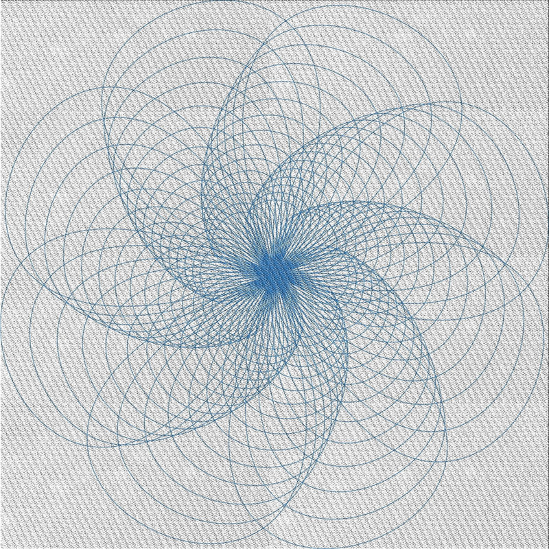 Tapis bleu/blanc à motifs, Carré 3 pi