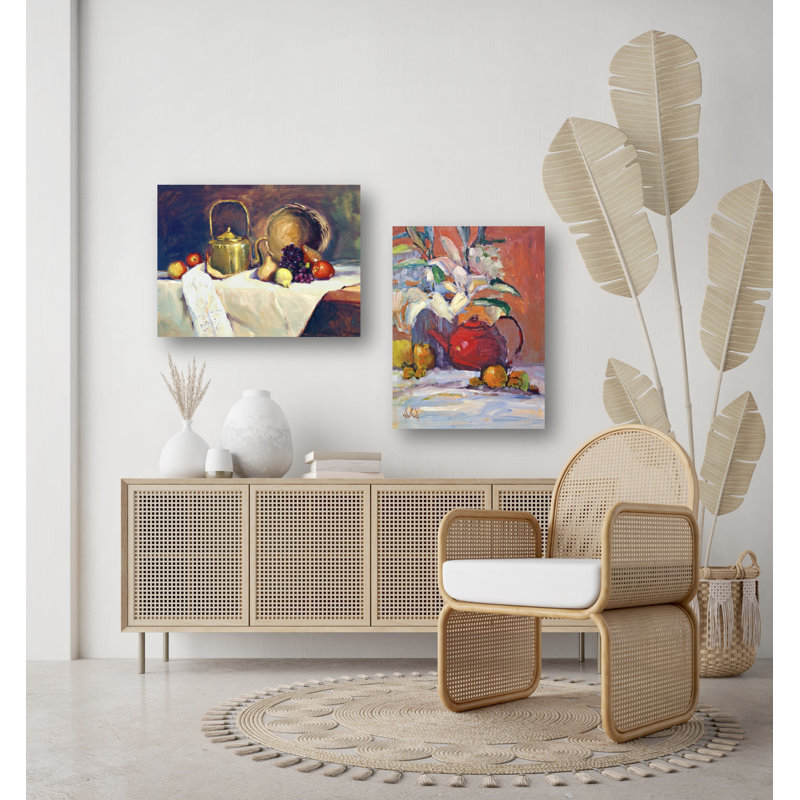 Tea Pot Set By John Beard Print, 24" H x 44" W x 1.5" D, Wrapped Canvas