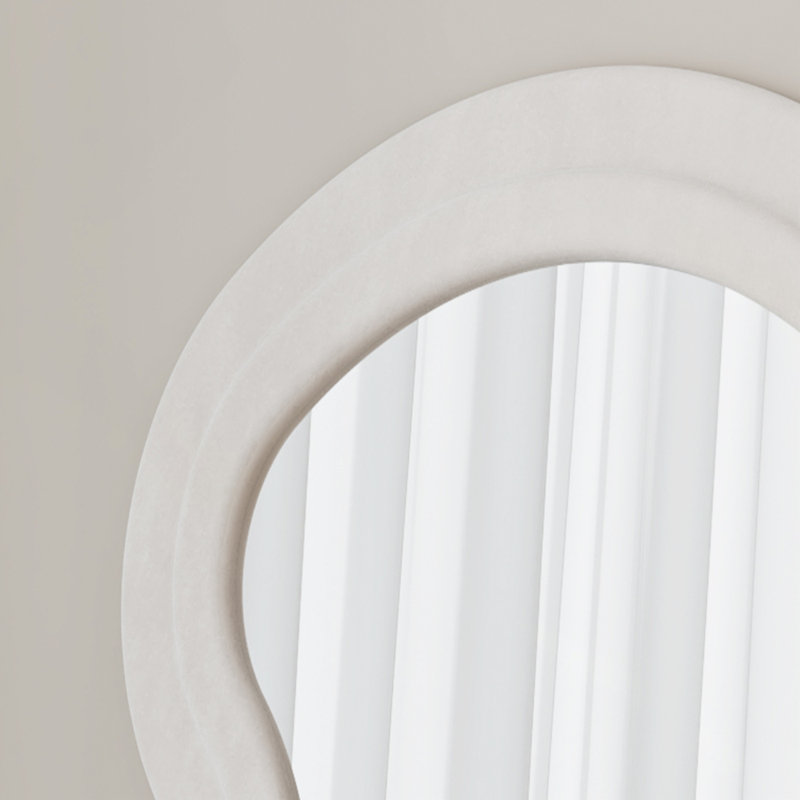 Flannel Full Length Wave Floor Mirror for Bedroom and Living Room, Hanging or Leaning, Stylish and Versatile, White